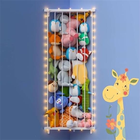 Corner Stuffed Animal Storage Organizer - Kids Stuffed Animals Holder with Light - Picture 7 of 7